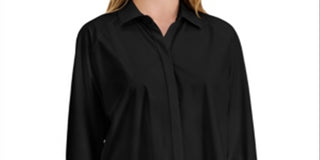 Alfani Women's Side Slit Long Sleeve Top Black Size Medium