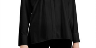 Alfani Women's Side Slit Long Sleeve Top Black Size Medium