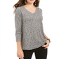 Style & Co Women's Marled Knit V Neck Top Gray Size X-Small