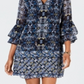 Vince Camuto Women's Bell-Sleeve Chiffon Dress Blue Size 6