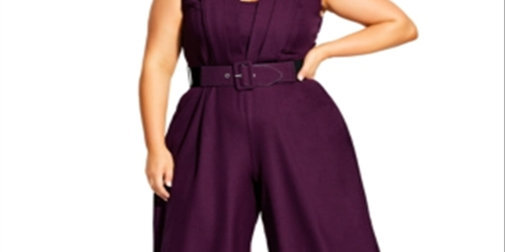 City Chic Women's Veronica Jumpsuit Purple Size 18W