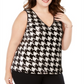 INC International Concepts Women's Sequin Houndstooth Tank Top Black Size 0X