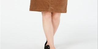 Charter Club Women's Corduroy Tummy Control Skirt Brown Size 18
