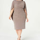 Betsy & Adam Women's Plus Sheath Shimmer Capel Dress Brown Size 18W