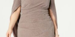 Betsy & Adam Women's Plus Sheath Shimmer Capel Dress Brown Size 18W