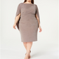 Betsy & Adam Women's Plus Sheath Shimmer Capel Dress Brown Size 18W