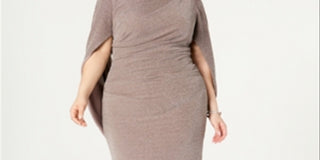 Betsy & Adam Women's Plus Sheath Shimmer Capel Dress Brown Size 18W