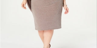 Betsy & Adam Women's Plus Sheath Shimmer Capel Dress Brown Size 18W