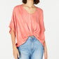 Polly & Esther Women's Knot Front Dolman Sleeve Casual Top Pink Size Small