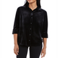 Charter Club Women's Button Front Velvet Top Black Size Petite X-Large