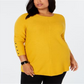 Alfani Women's Plus Ribbed Snap Detail Sweater Yellow Size 0X