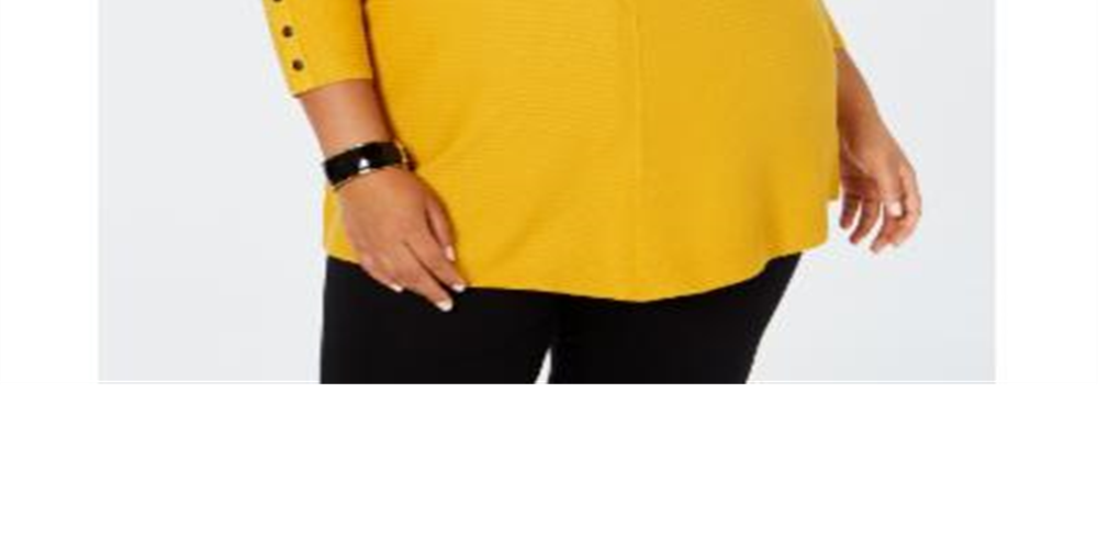 Alfani Women's Plus Ribbed Snap Detail Sweater Yellow Size 0X