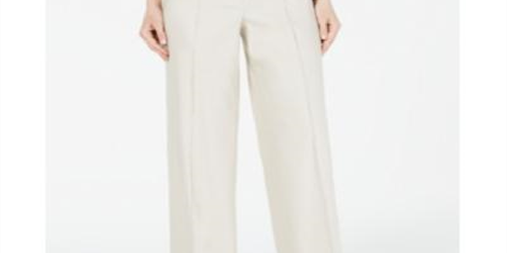 Alfani Women's Wide Leg Linen Pants Brown Size 8Petite