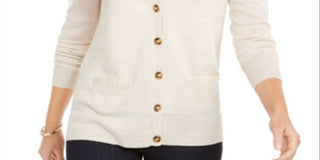 Charter Club Women's Merino Wool V Neck Cardigan Blue Size -XS