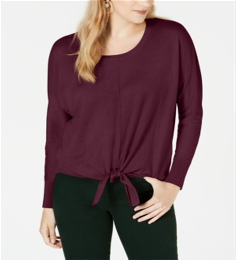 Style & Co Women's Tie Front Sweater Red Size Petite S