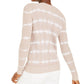 INC Women's Ribbed Patterned Long Sleeve Jewel Neck Sweater Beige Size XL
