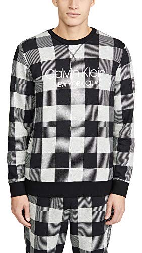 Calvin Klein Men's Modern Cotton Buffalo Check Sweatshirt Gray Size Medium