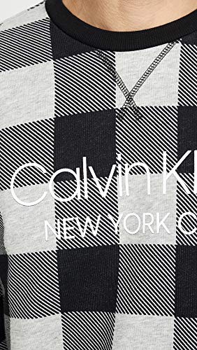 Calvin Klein Men's Modern Cotton Buffalo Check Sweatshirt Gray Size Medium