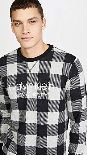 Calvin Klein Men's Modern Cotton Buffalo Check Sweatshirt Gray Size Medium