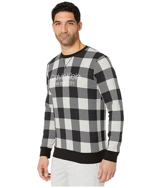 Calvin Klein Men's Modern Cotton Buffalo Check Sweatshirt Gray Size Medium