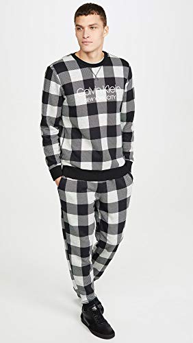 Calvin Klein Men's Modern Cotton Buffalo Check Sweatshirt Gray Size Medium