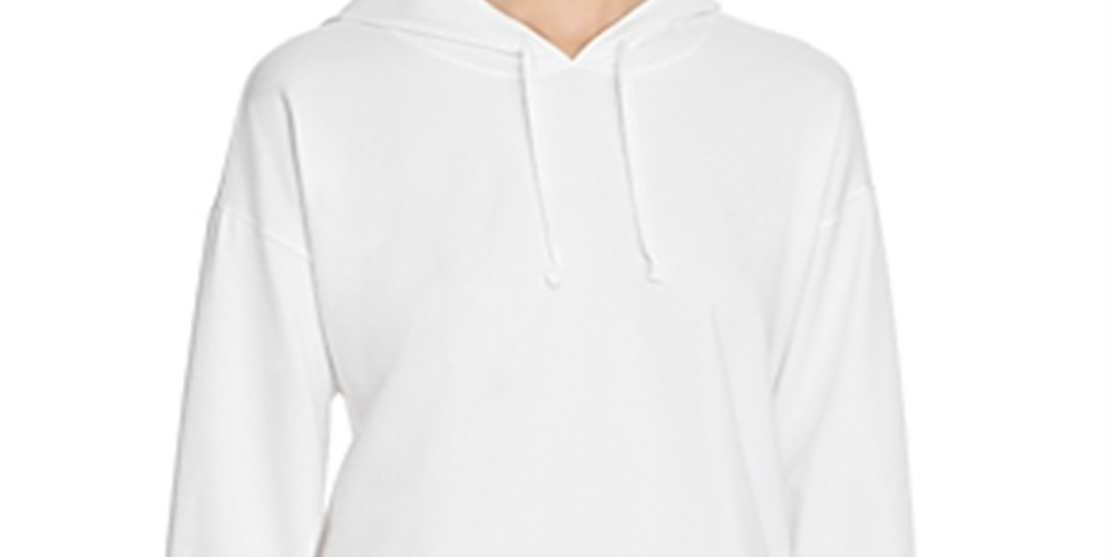 Eileen Fisher Women's Organic Cotton Stretch Jersey Hooded Box Top White Size Large