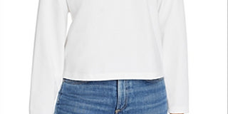 Eileen Fisher Women's Organic Cotton Stretch Jersey Hooded Box Top White Size Large