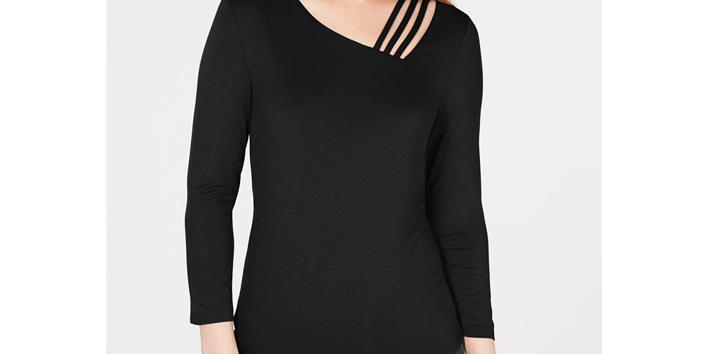 Inc Petite Strappy Top Black Size PP