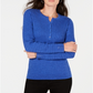 Karen Scott Women's Cotton Cable Knit Henley Sweater Blue Size Petite