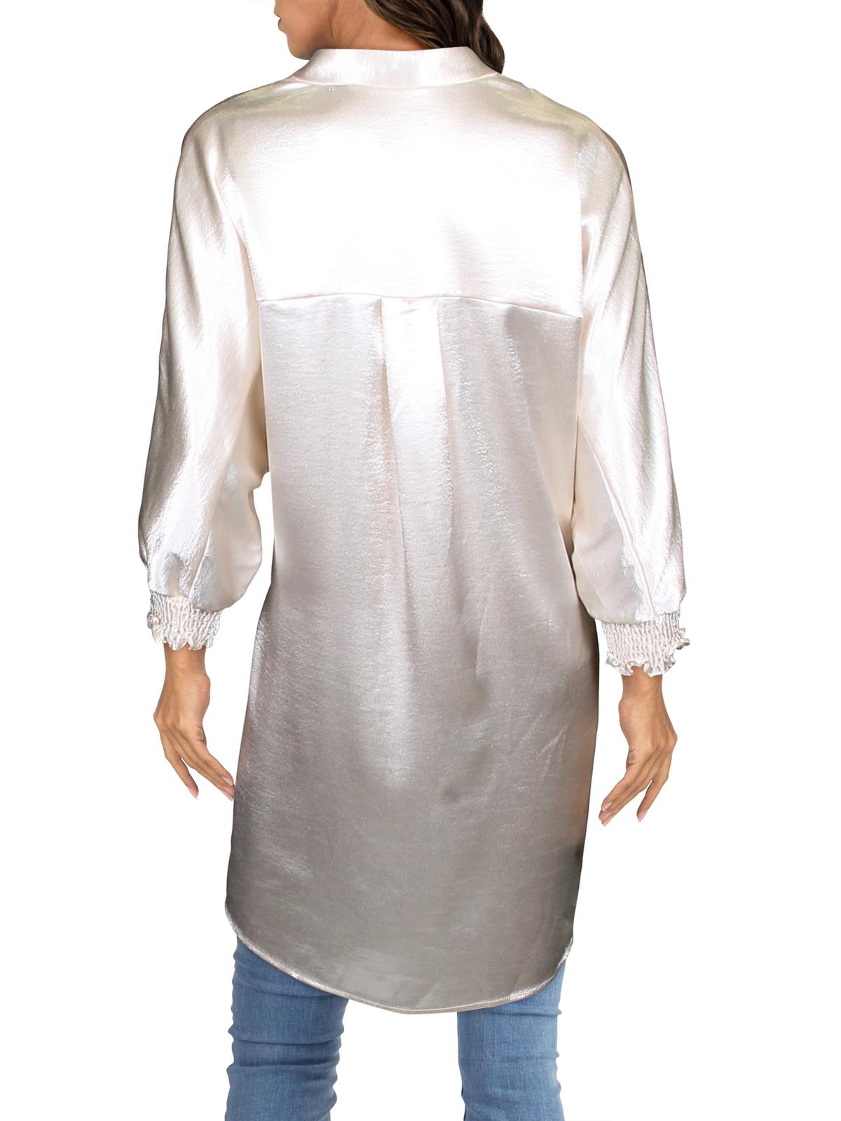 Anne Klein Women's Satin Hi-Low Tunic Top White Size Large