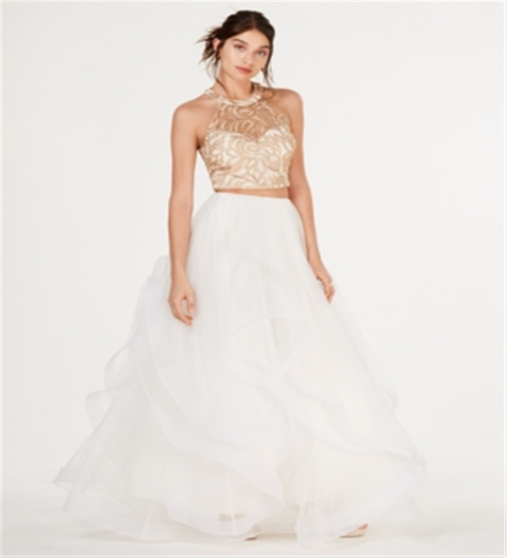 Say Yes to the Prom Women's Embroidered Prom Crop Top White Size 1