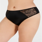 INC Women's Plus Lace-Trim Lingerie Thong Panty Black Size 1X