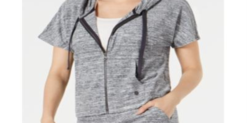 Ideology Women's Athleisure Cropped Hoodie Gray Size XS