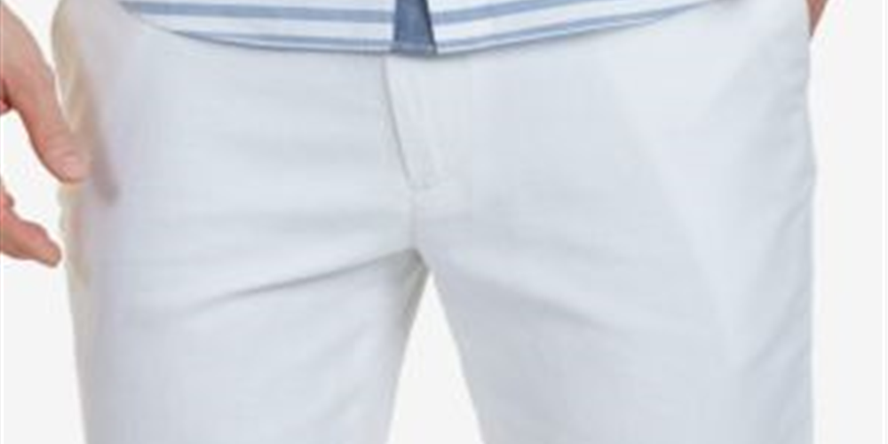Nautica Men's Classic Fit Linen Blend Short, Bright White, Size 30W
