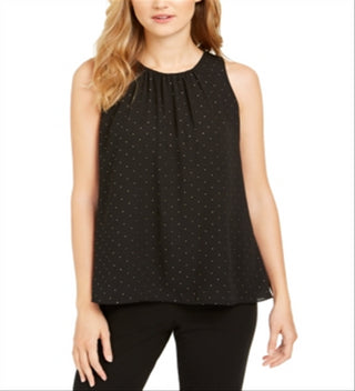 Calvin Klein Women's Ruched Studded Tank Top Black Size XL