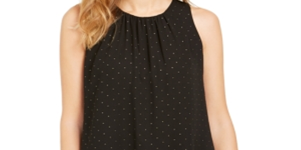Calvin Klein Women's Ruched Studded Tank Top Black Size XL