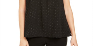 Calvin Klein Women's Ruched Studded Tank Top Black Size XL