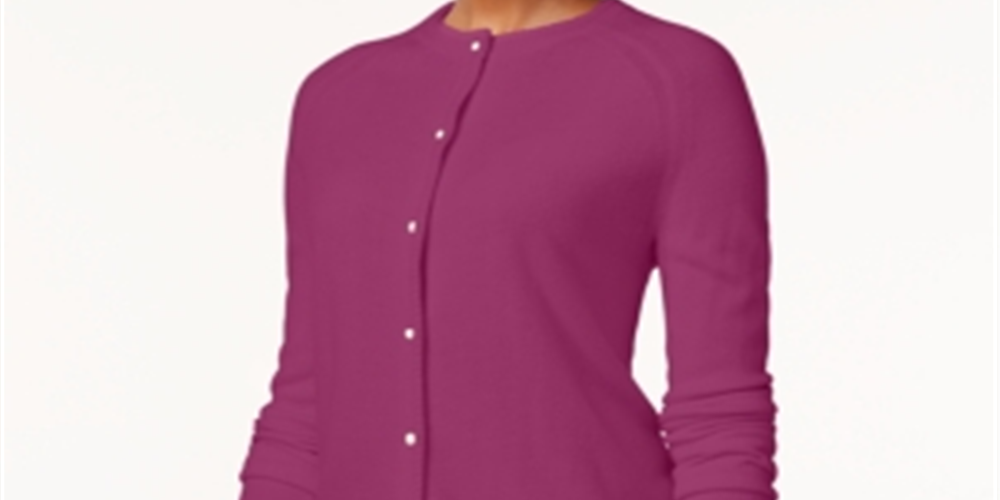 Karen Scott Women's  Bead-Button Cardigan  Purple Size Small
