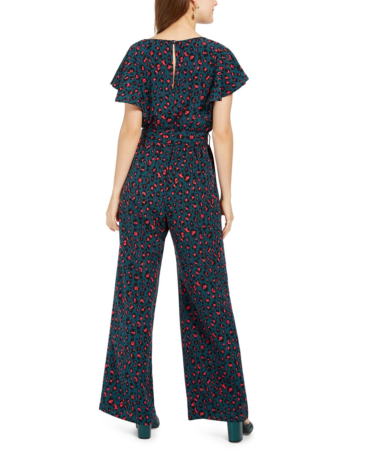 Crystal Doll Junior's Animal Print Jumpsuit Green Size Small