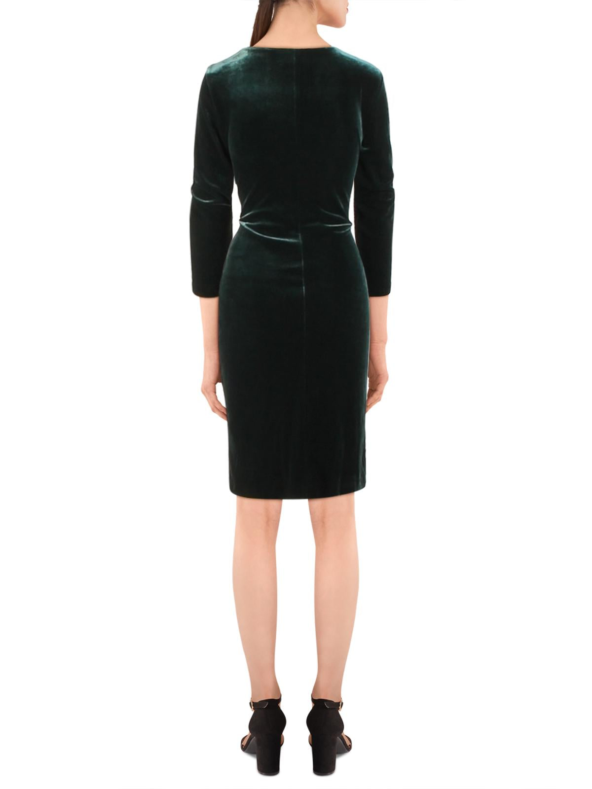 Lauren Ralph Lauren Women's Torelana Velvet Faux Wrap Cocktail Dress Green Size 8