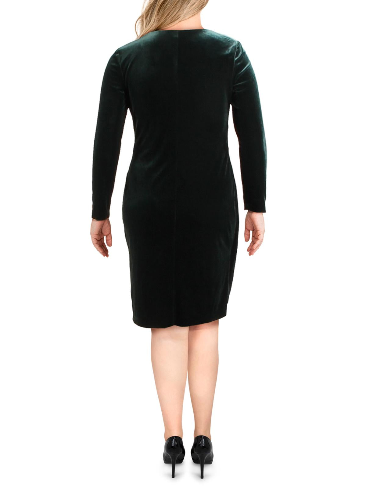 Lauren Ralph Lauren Women's Torelana Velvet Faux Wrap Cocktail Dress Green Size 8