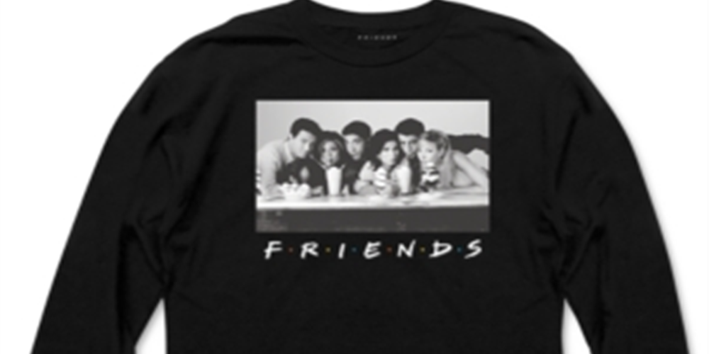 Ripple Junction Men's Friends Group Photo Graphic Sweatshirt Black Size 2XL