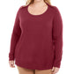 Karen Scott Women's Heather Long Sleeve Scoop Neck T-Shirt Top Size Red Size 1X