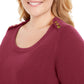 Karen Scott Women's Heather Long Sleeve Scoop Neck T-Shirt Top Size Red Size 1X