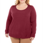 Karen Scott Women's Heather Long Sleeve Scoop Neck T-Shirt Top Size Red Size 1X