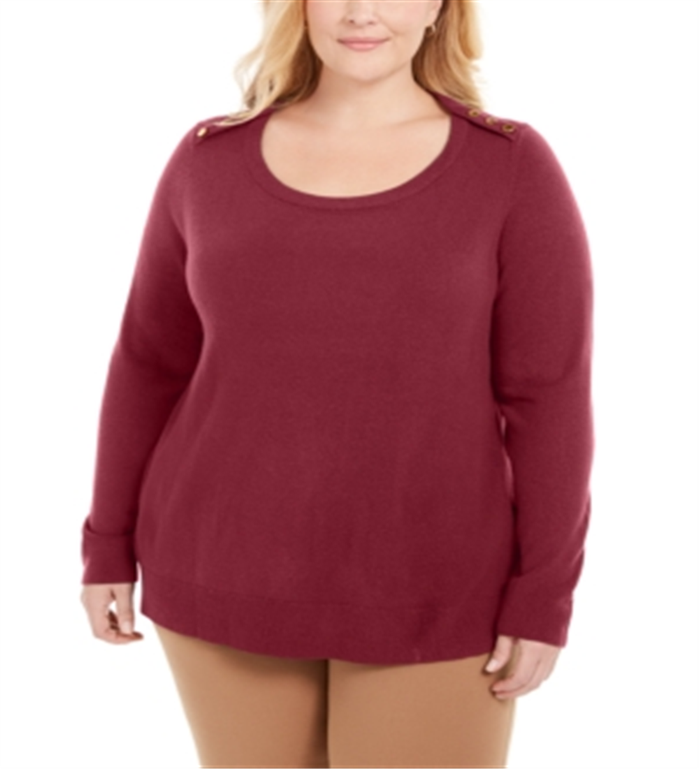 Karen Scott Women's Heather Long Sleeve Scoop Neck T-Shirt Top Size Red Size 1X
