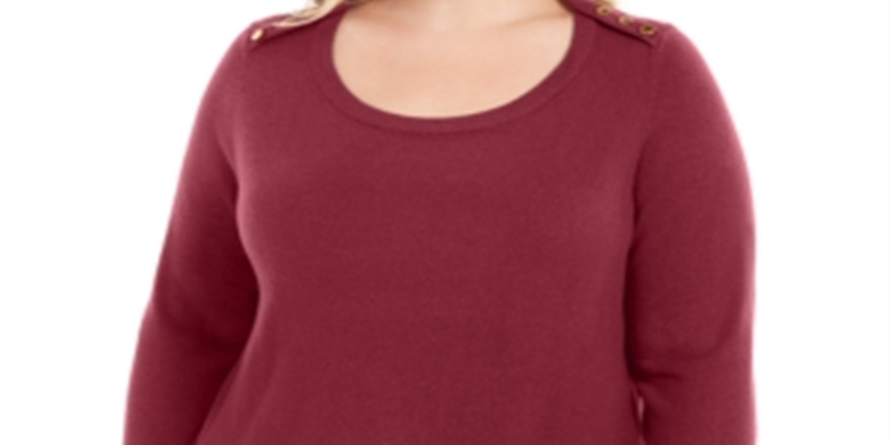 Karen Scott Women's Heather Long Sleeve Scoop Neck T-Shirt Top Size Red Size 1X