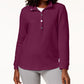 KAREN SCOTT Women's  Snap Front Long Sleeve Top Purple Size XS