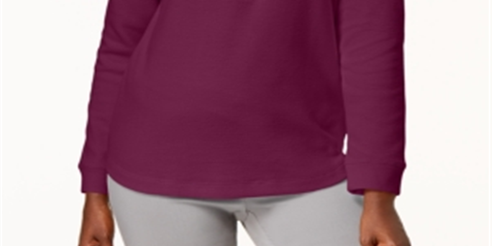 KAREN SCOTT Women's  Snap Front Long Sleeve Top Purple Size XS