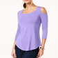 JM Collection Women's Cold Shoulder Top Purple Size X-Large